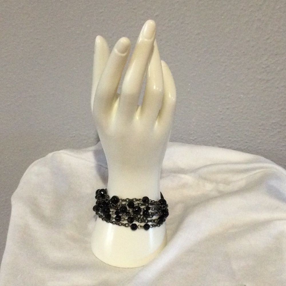 Unbranded Multichain Black Bead Bracelet